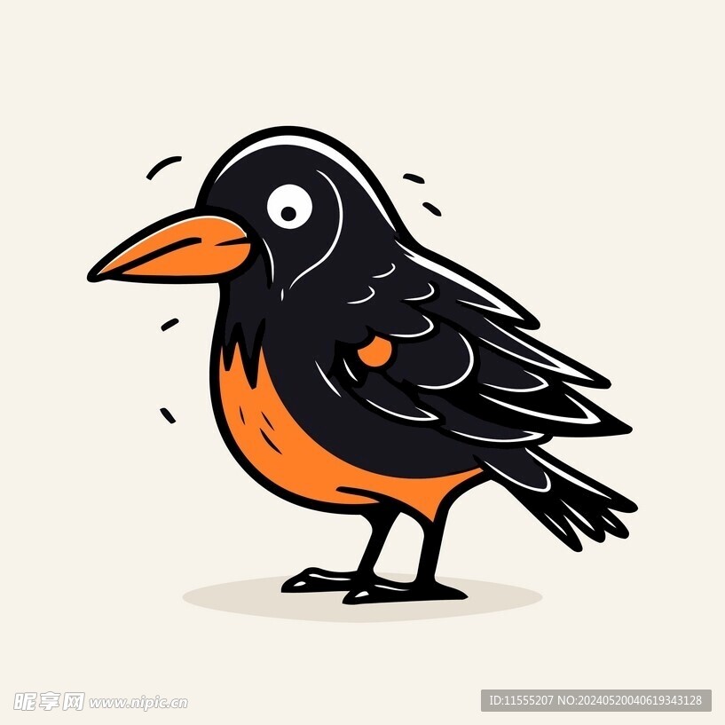 有趣乌鸦卡通儿童插画
