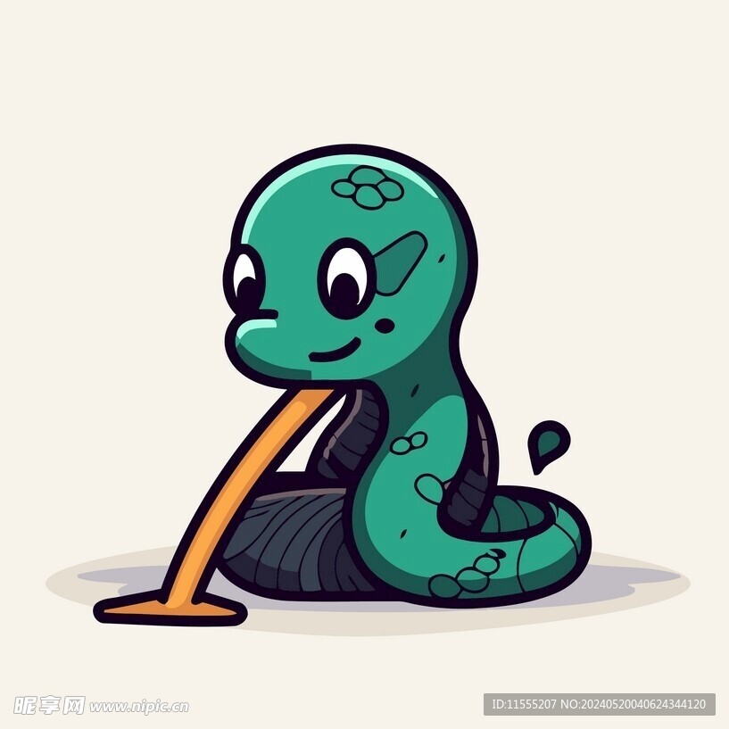 有趣青蛇卡通儿童插画