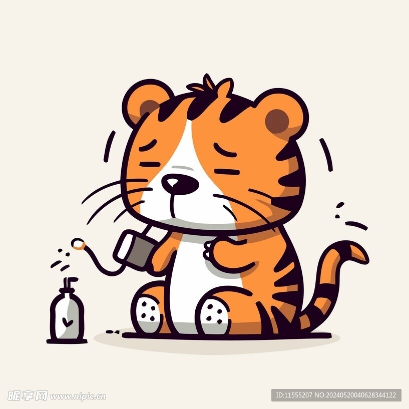 有趣老虎卡通儿童插画