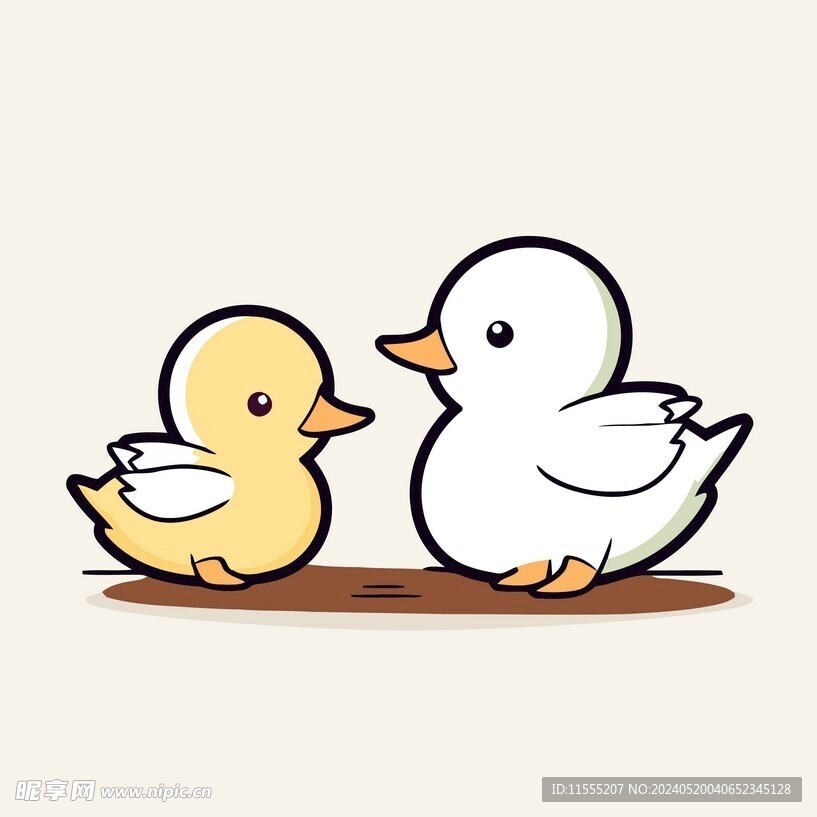 有趣小鸭子卡通儿童插画