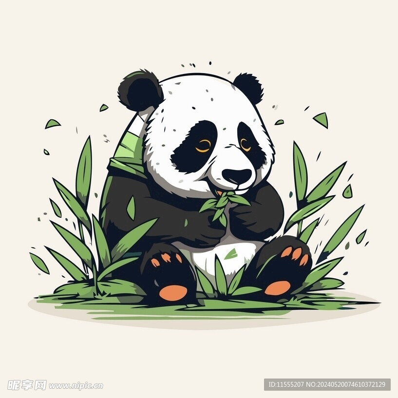 有趣熊猫卡通儿童插画