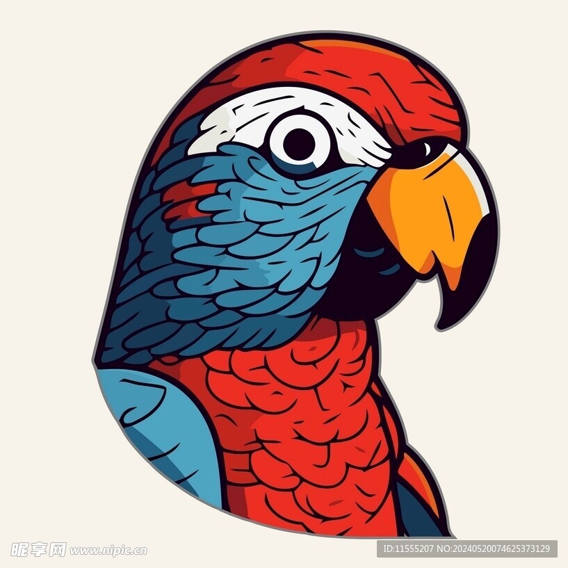 有趣鹦鹉卡通儿童插画