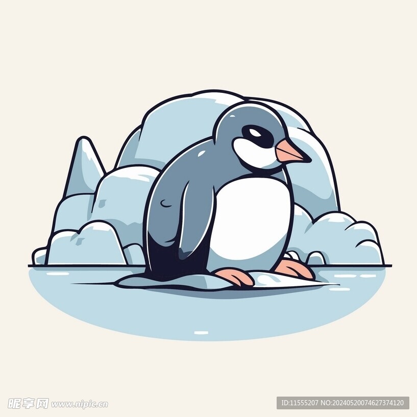 有趣企鹅卡通儿童插画