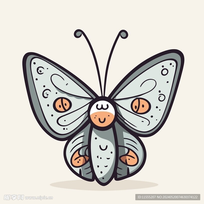 有趣蝴蝶卡通儿童插画