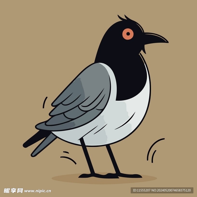 有趣喜鹊卡通儿童插画