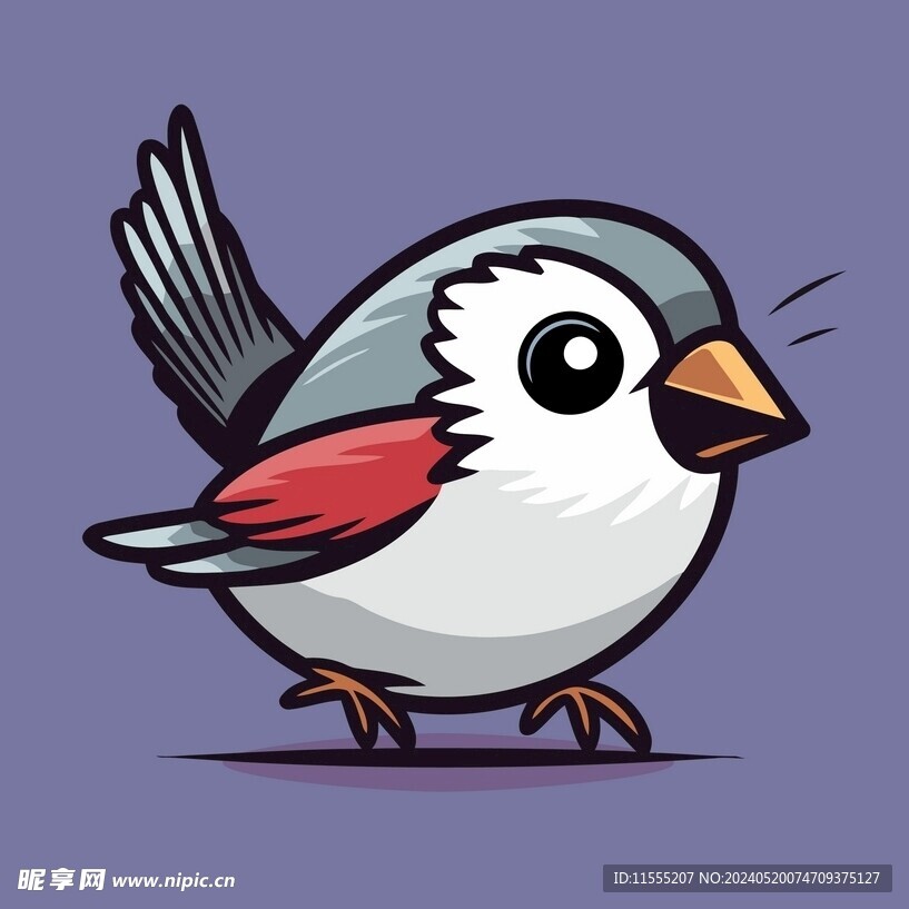 有趣小鸟鹉卡通儿童插画