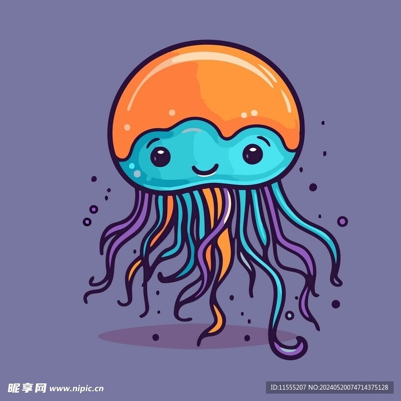 有趣水母卡通儿童插画