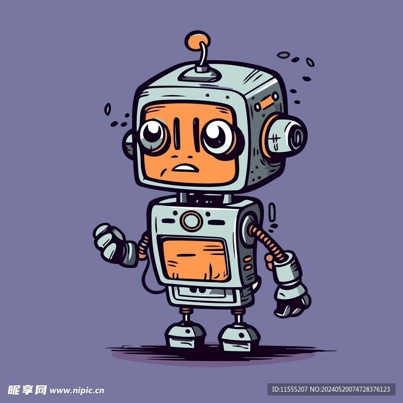 有趣机器人卡通儿童插画