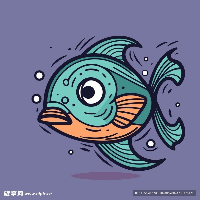 有趣金鱼卡通儿童插画