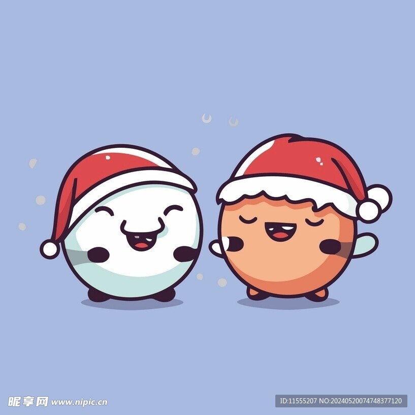 有趣2个丸子卡通儿童插画