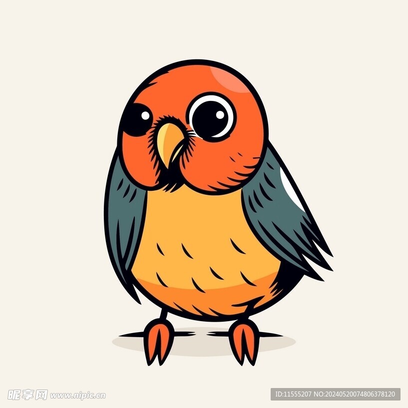 有趣鹦鹉卡通儿童插画