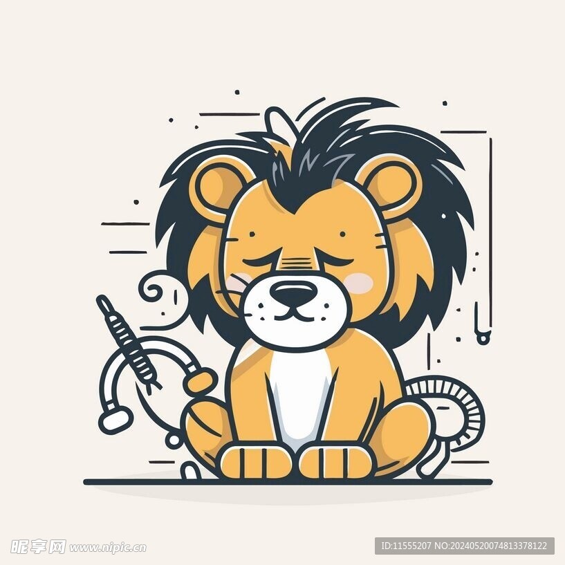 有趣狮子卡通儿童插画