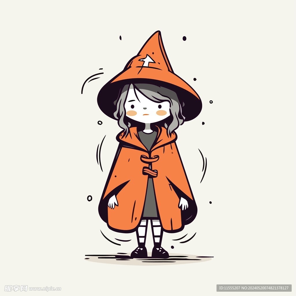 有趣魔女卡通儿童插画