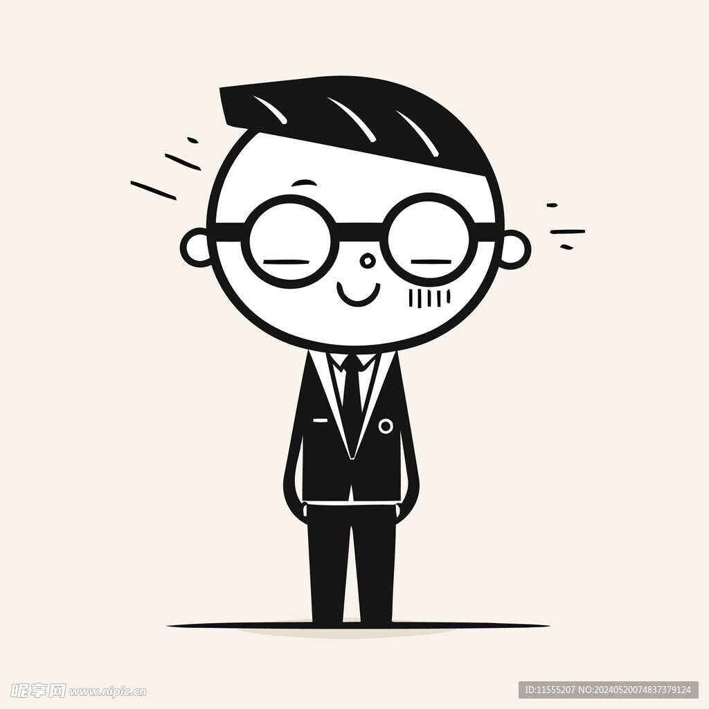 有趣眼镜男孩卡通儿童插画