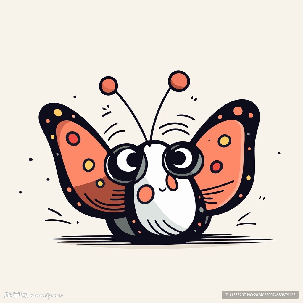 有趣蝴蝶卡通儿童插画