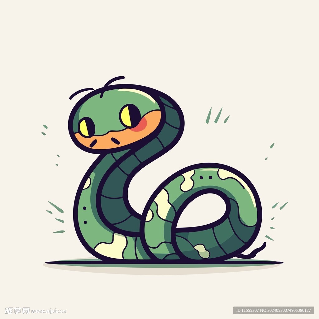 有趣青蛇卡通儿童插画