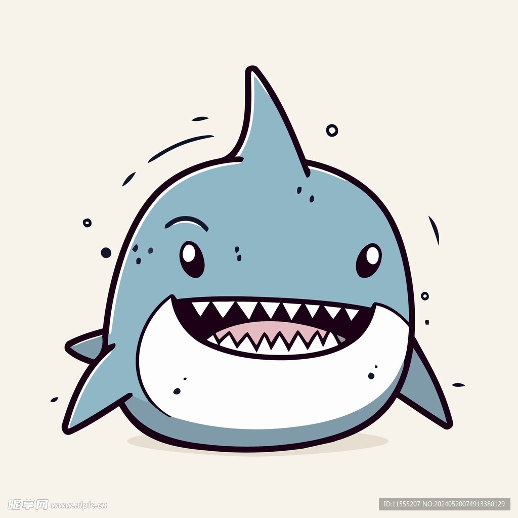 有趣鲨鱼卡通儿童插画