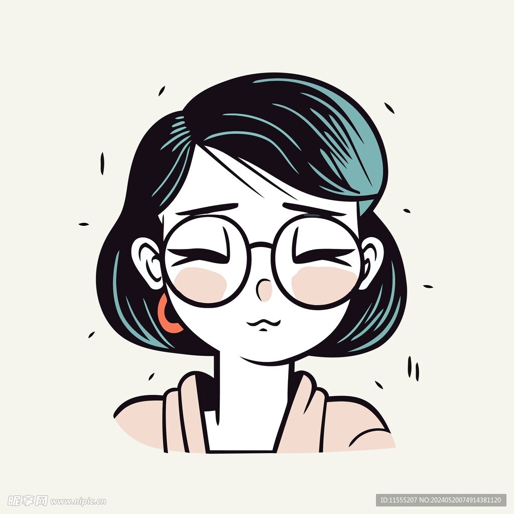 有趣眼镜妹卡通儿童插画