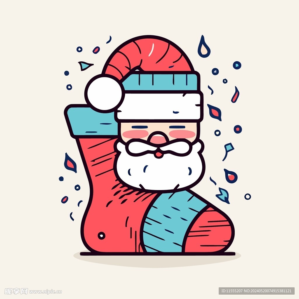 有趣圣诞老人卡通儿童插画