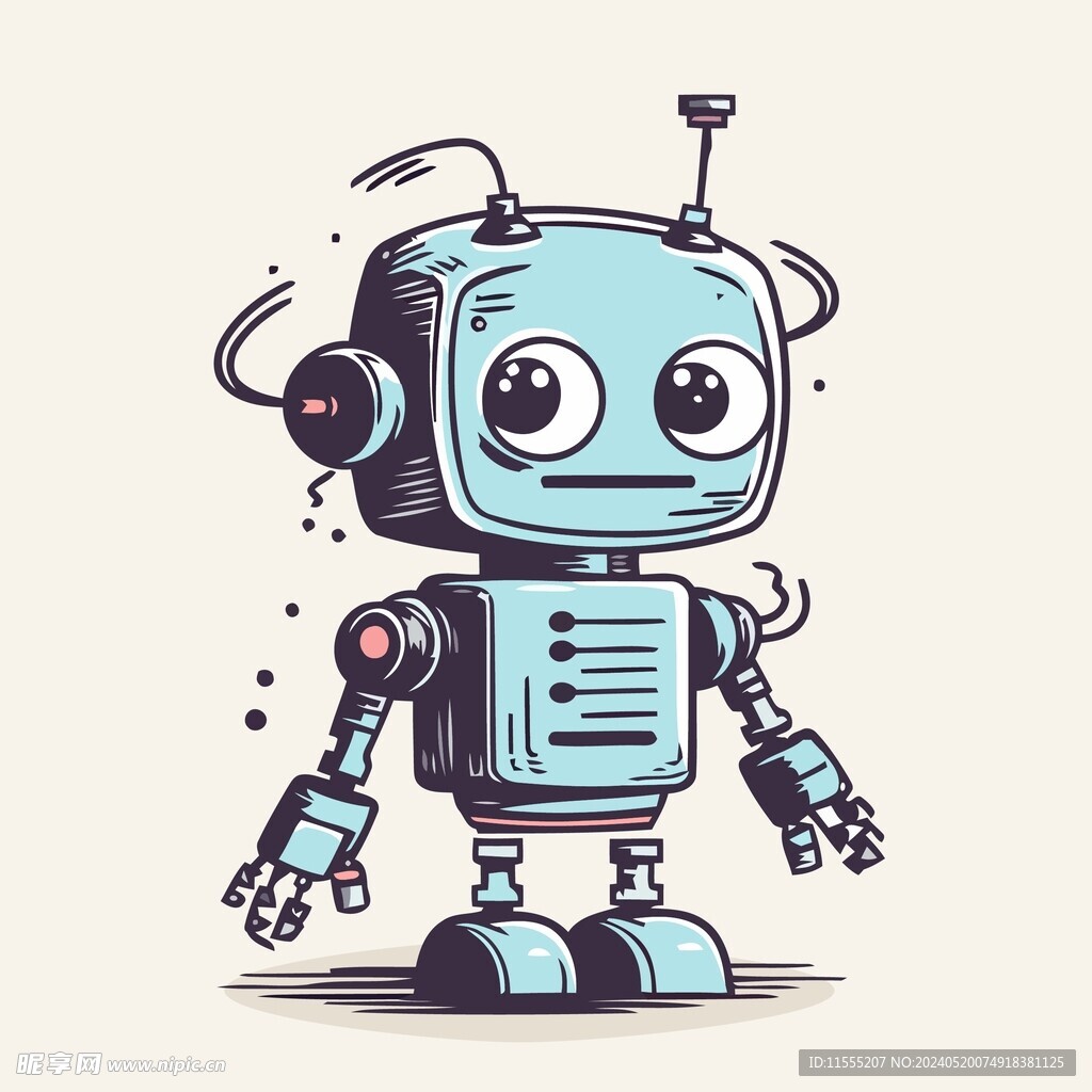 有趣机器人卡通儿童插画