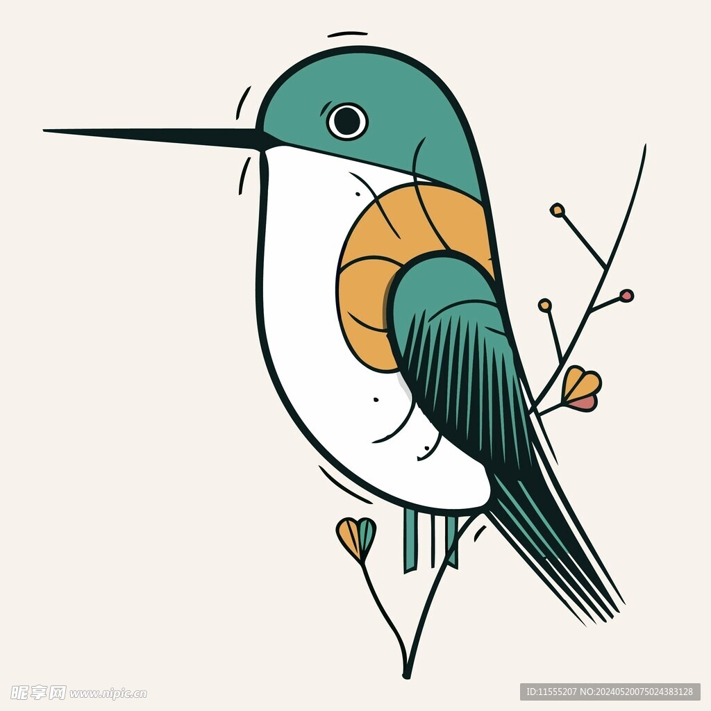 有趣小鸟卡通儿童插画