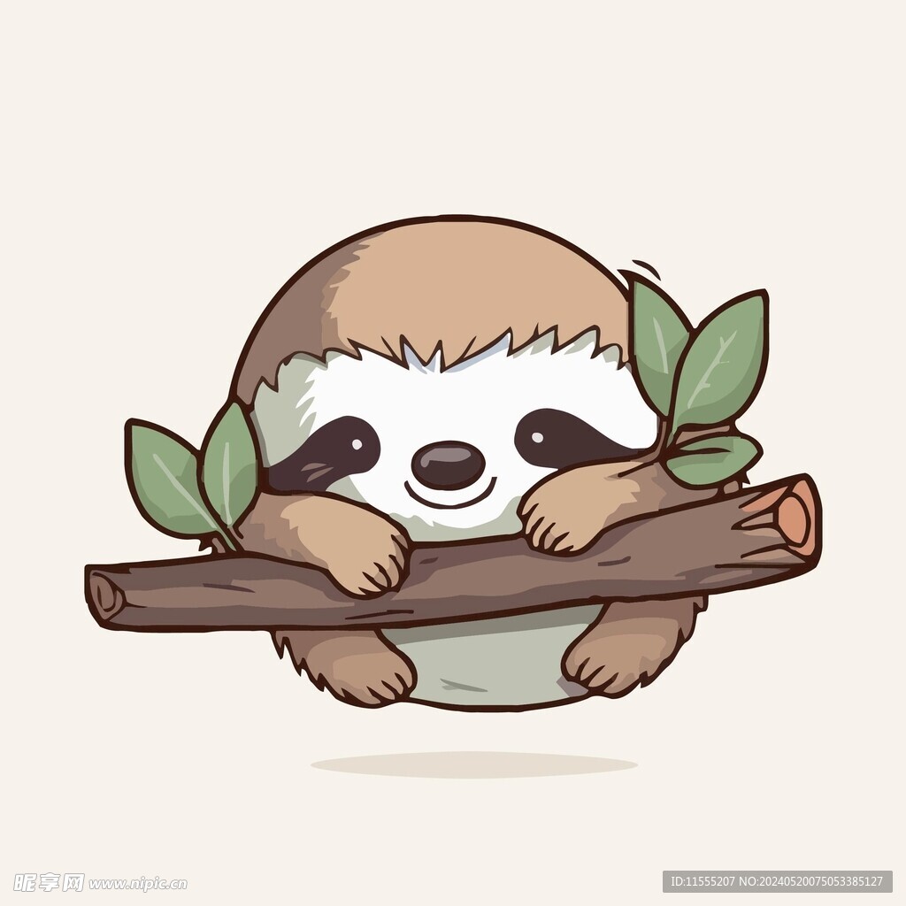 有趣树懒卡通儿童插画