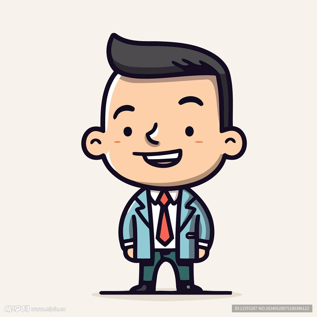 有趣西装男卡通儿童插画