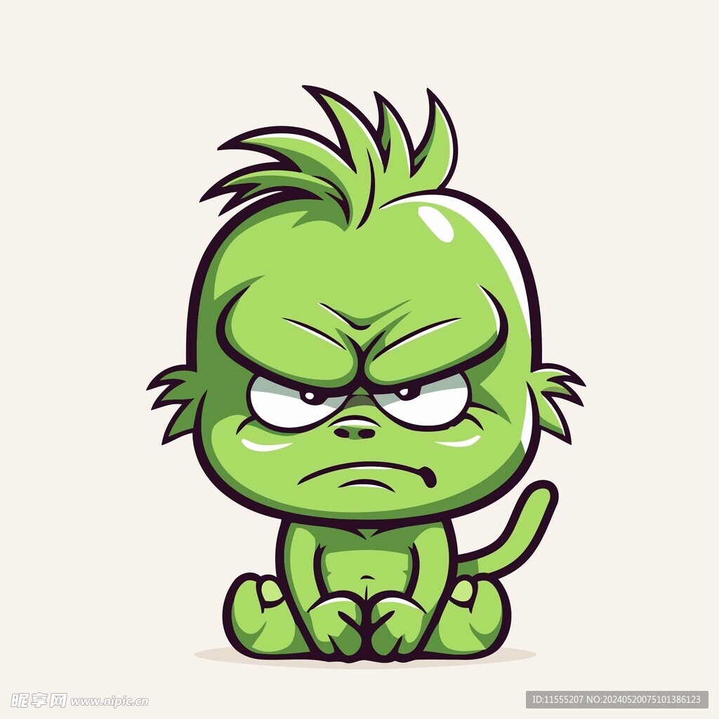 有趣绿魔卡通儿童插画
