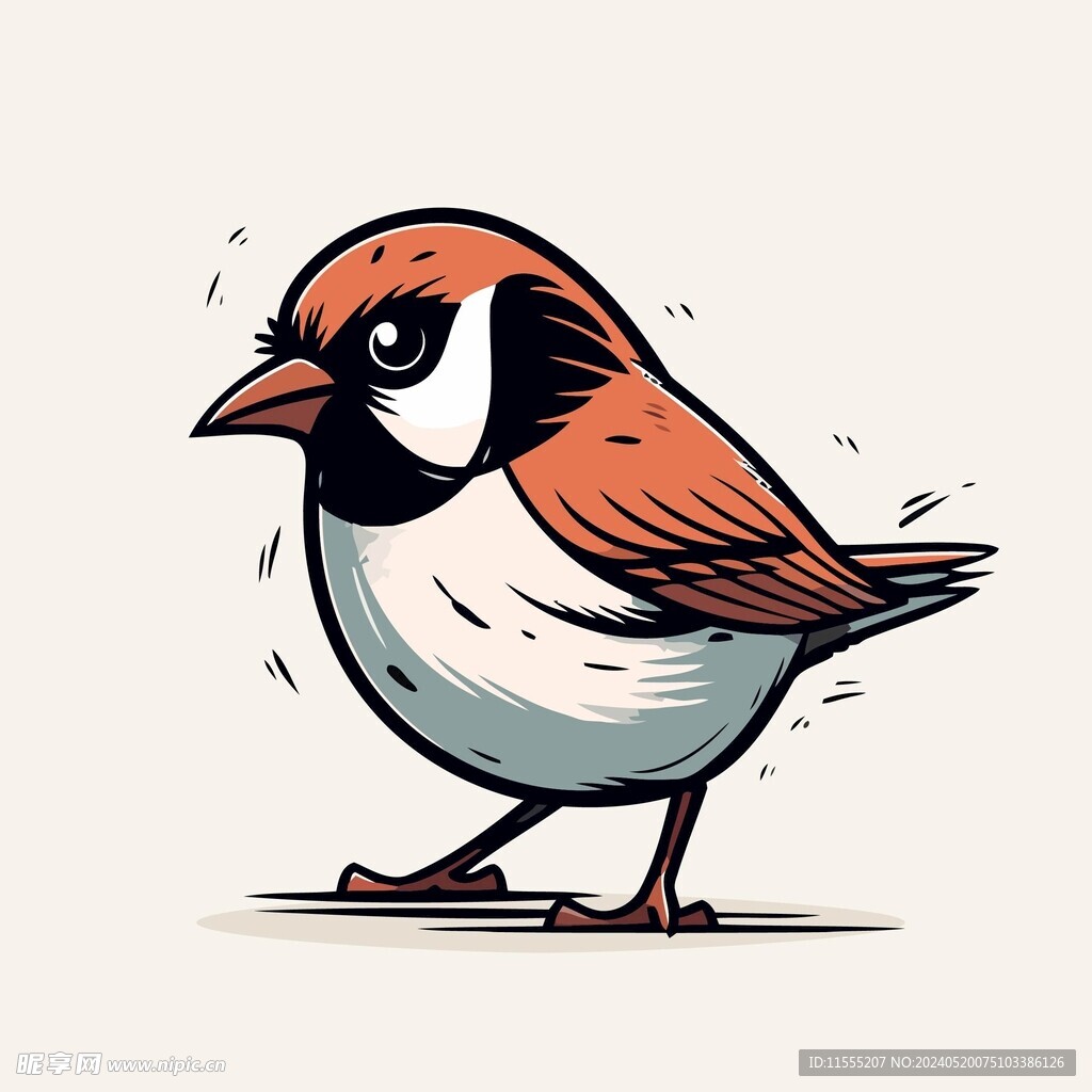 有趣小鸟卡通儿童插画