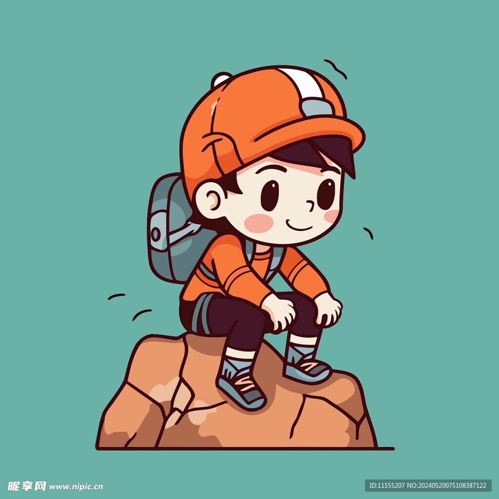 有趣登山运动员卡通儿童插画