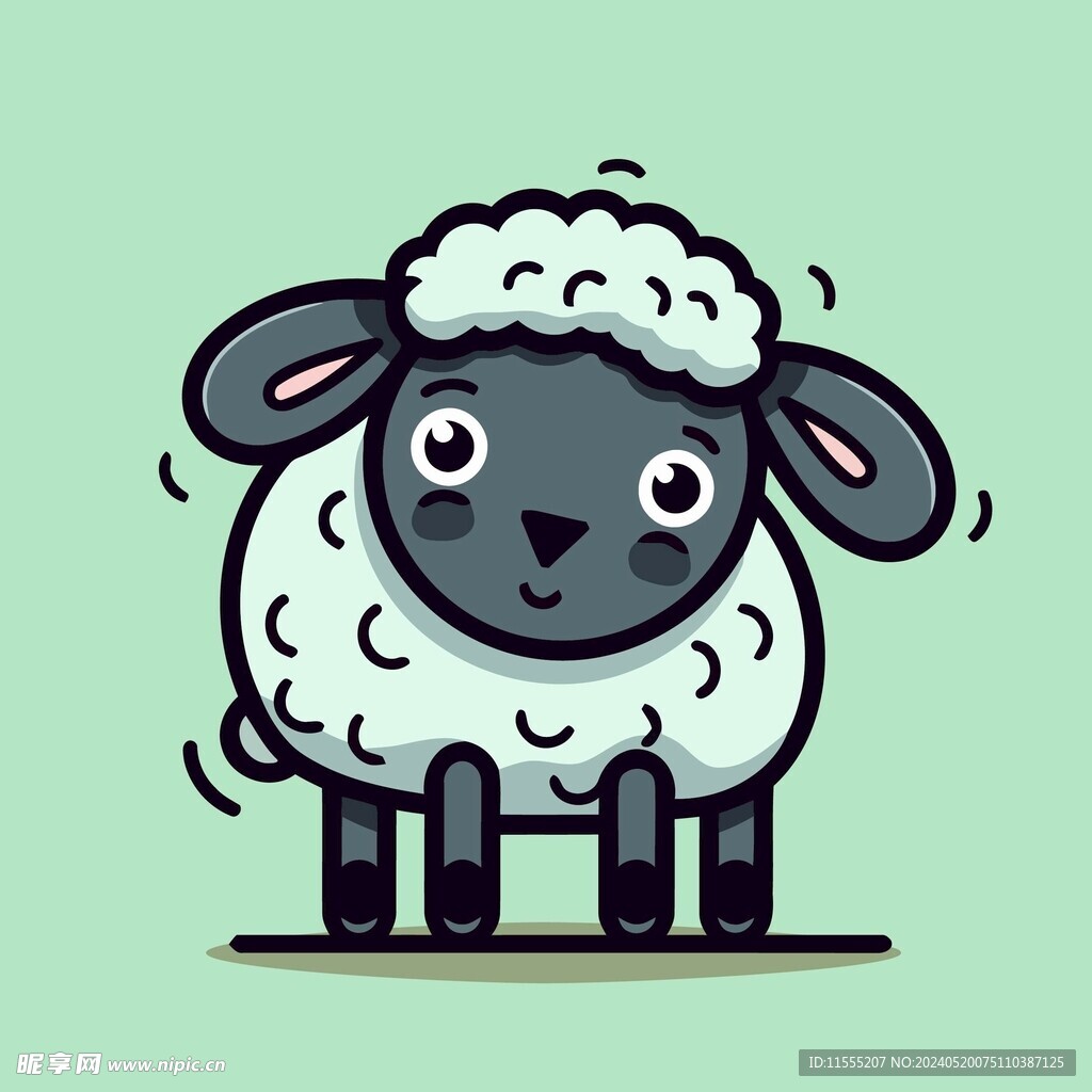 有趣小羊卡通儿童插画
