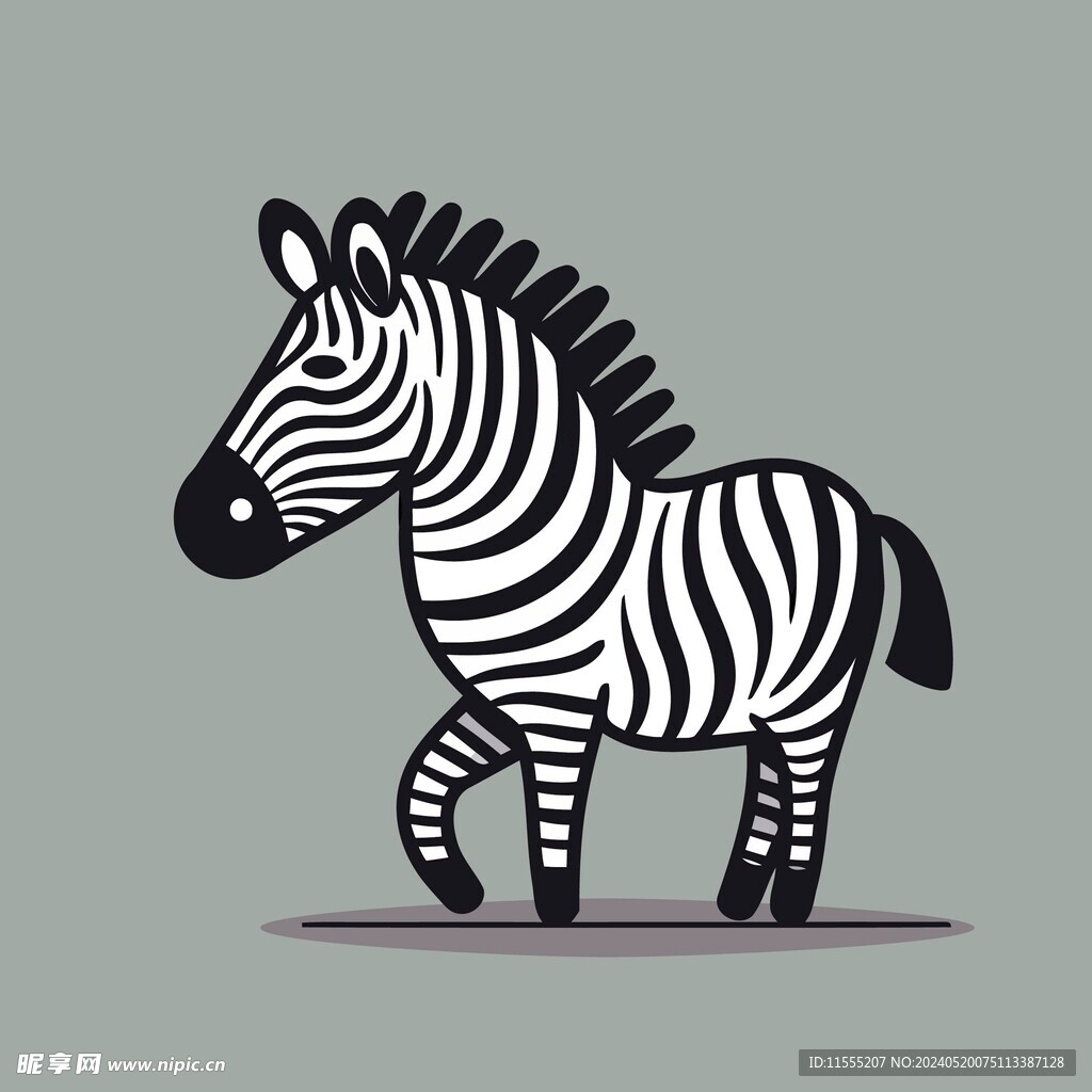 有趣斑马卡通儿童插画