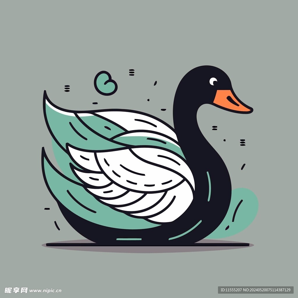 有趣天鹅卡通儿童插画