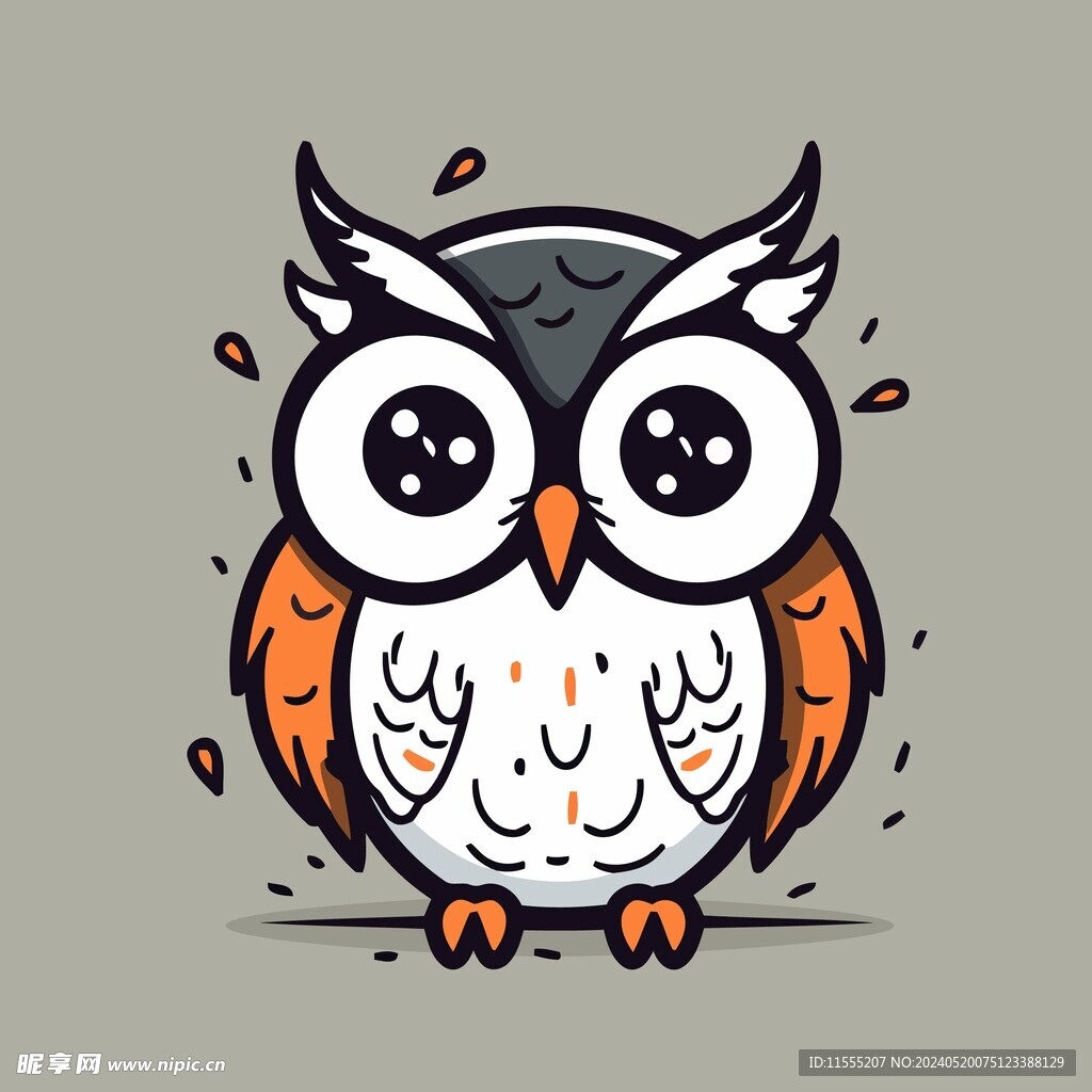 有趣猫头鹰卡通儿童插画