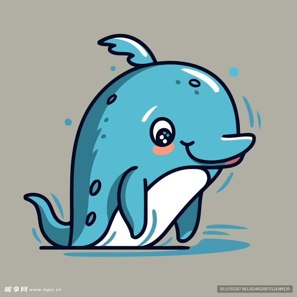有趣海豚卡通儿童插画
