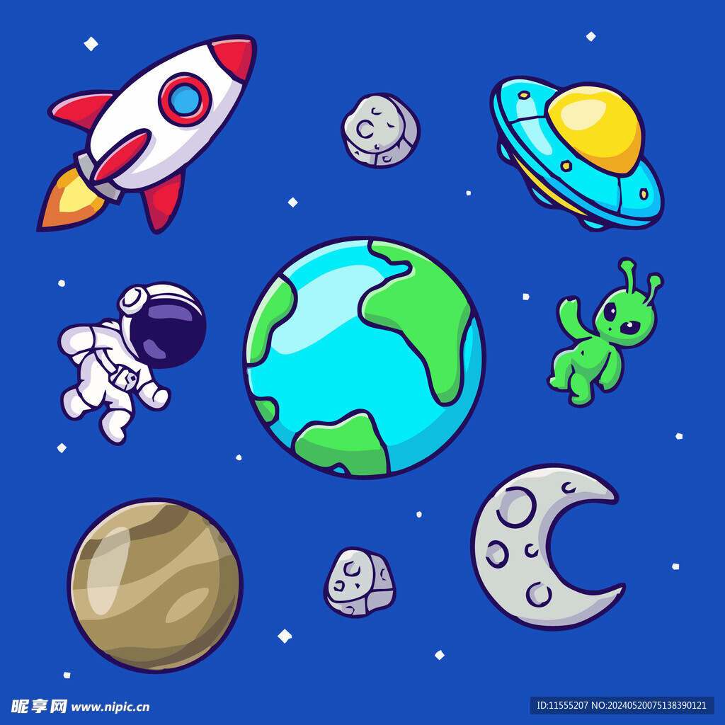 有趣宇航员卡通儿童插画
