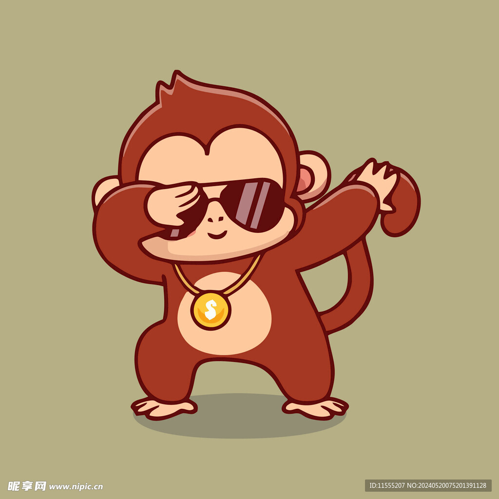 有趣猴子卡通儿童插画