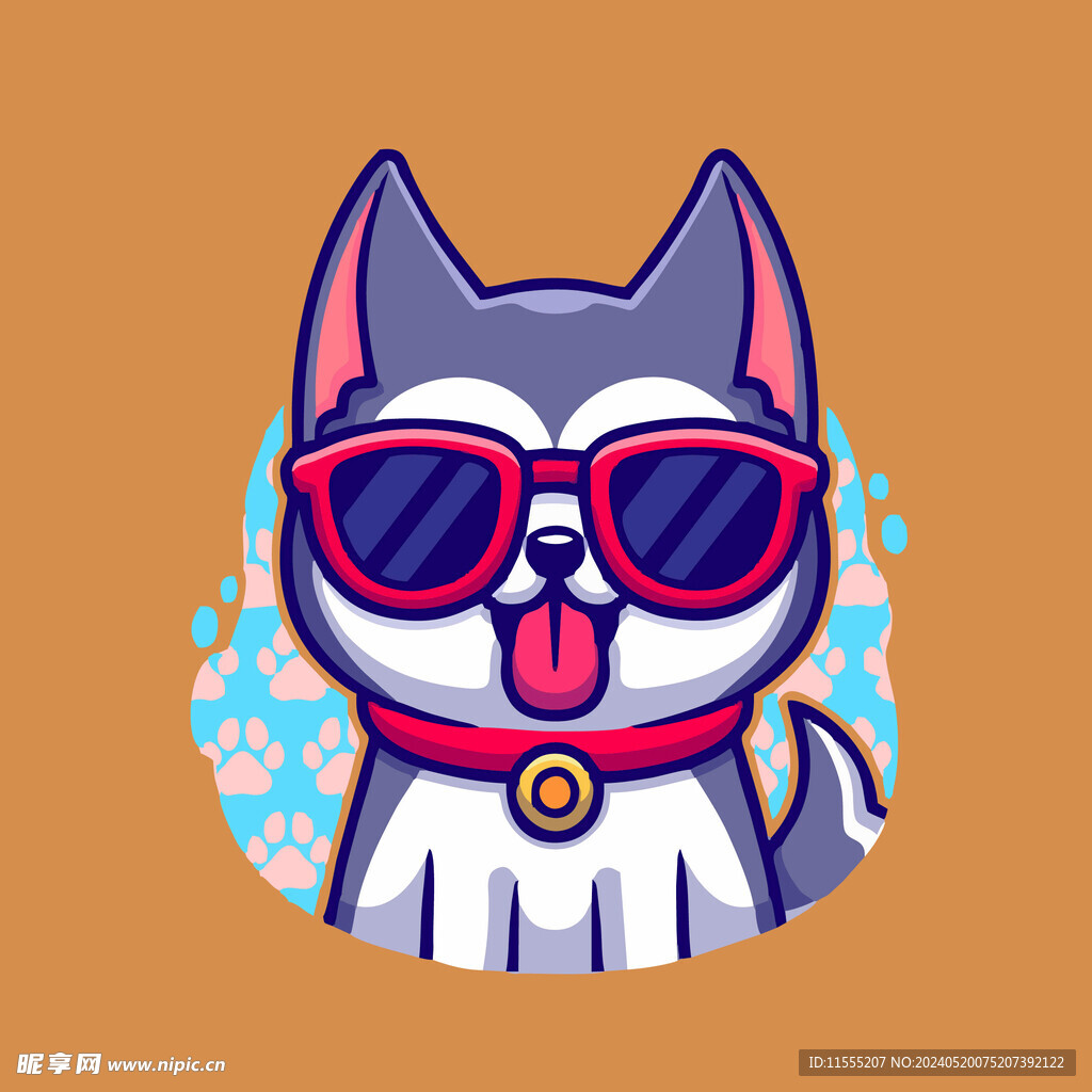 有趣二哈卡通儿童插画