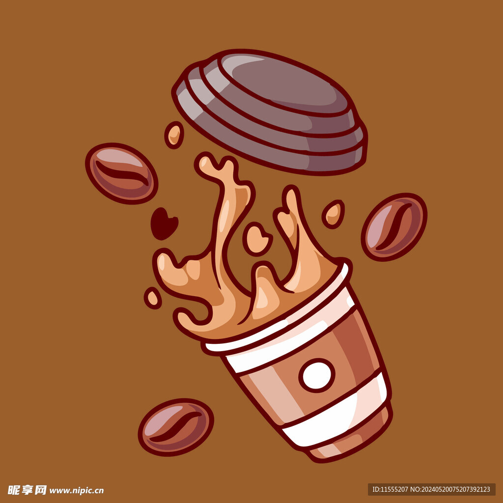 有趣咖啡卡通儿童插画