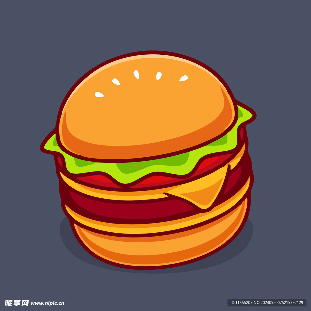 有趣汉堡卡通儿童插画