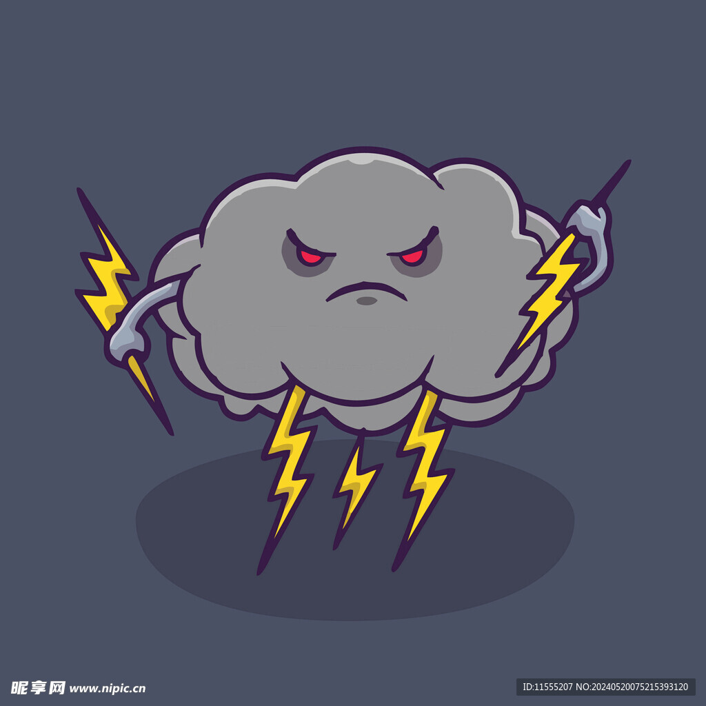 有趣雷电乌云卡通儿童插画