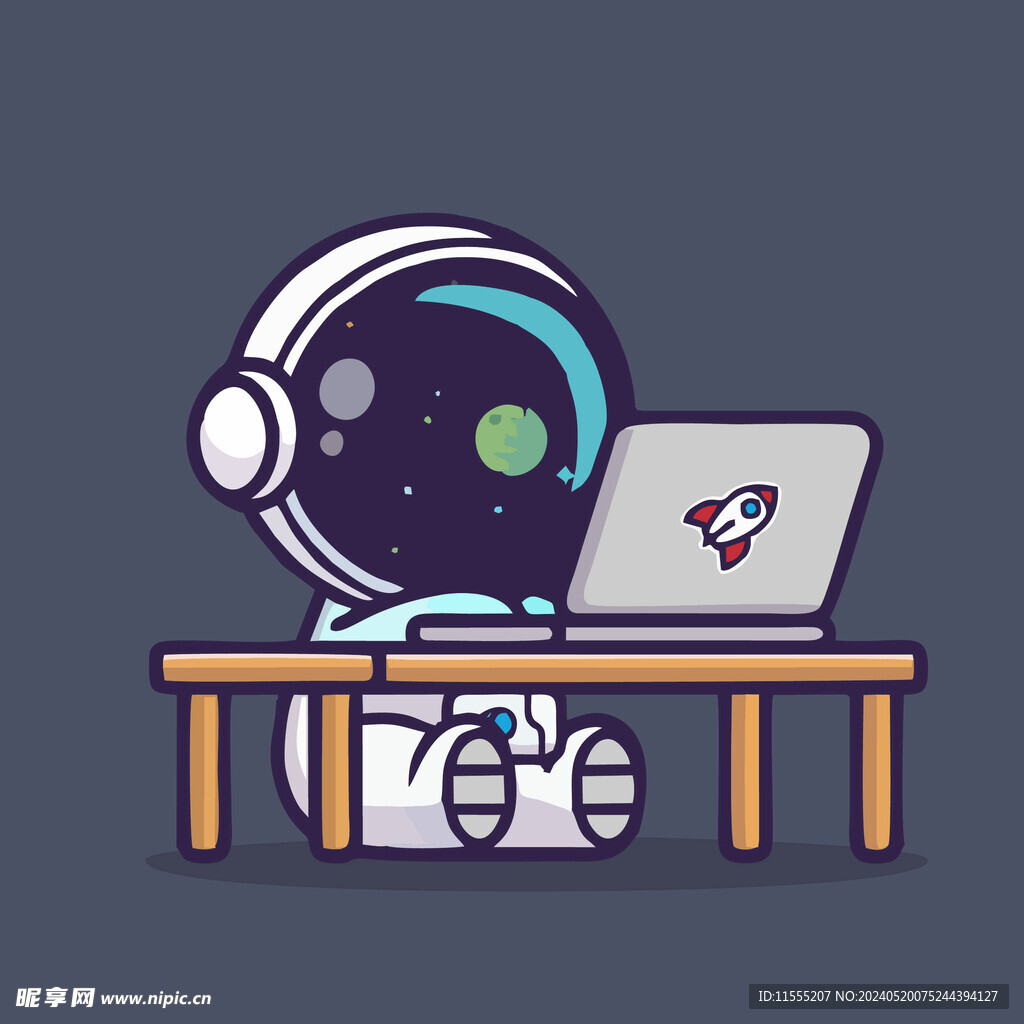 有趣宇航员卡通儿童插画