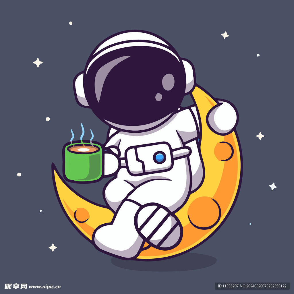 有趣宇航员卡通儿童插画