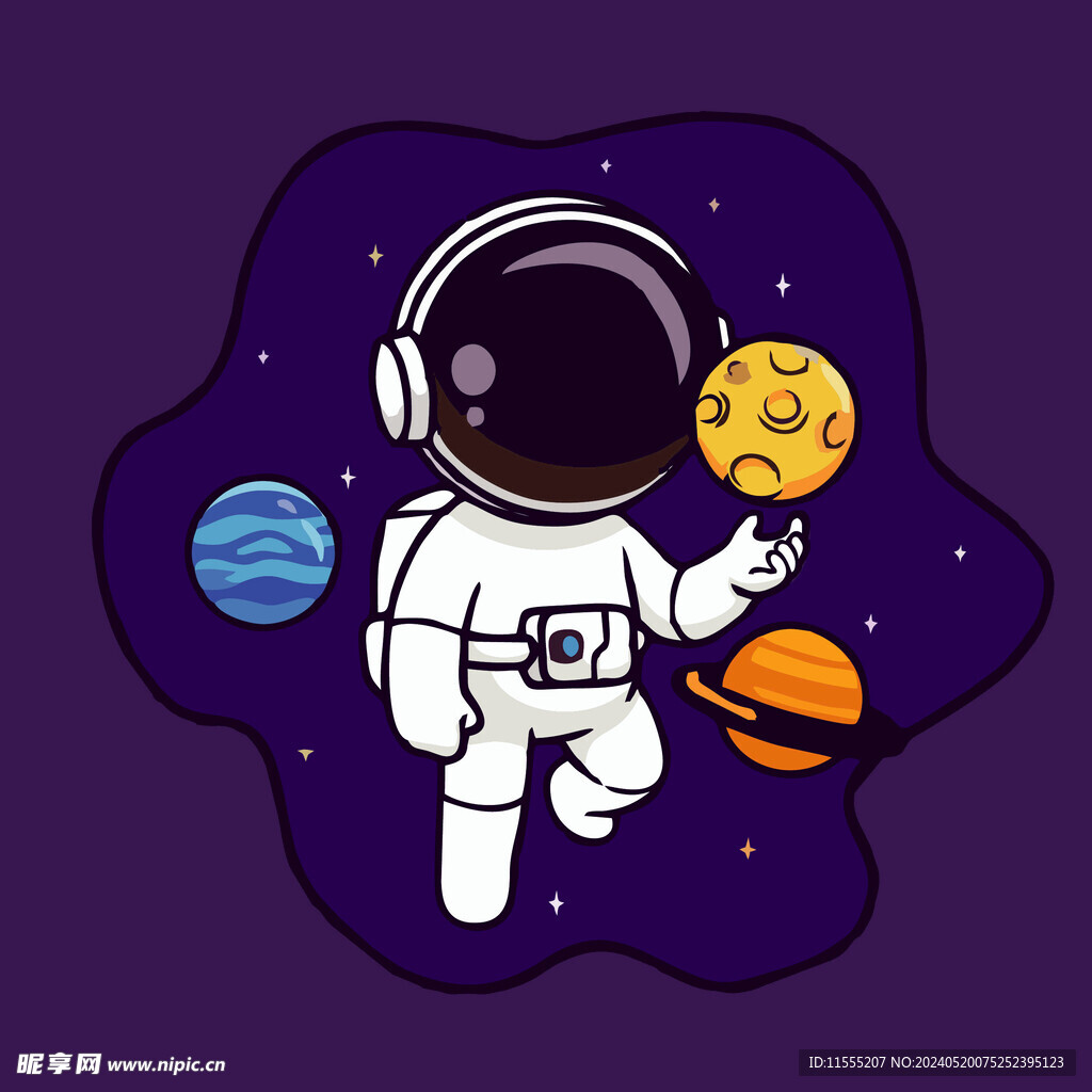 有趣宇航员卡通儿童插画