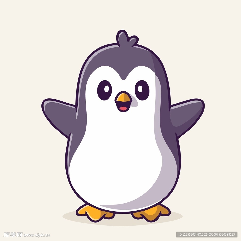 有趣企鹅卡通绘画儿童插画