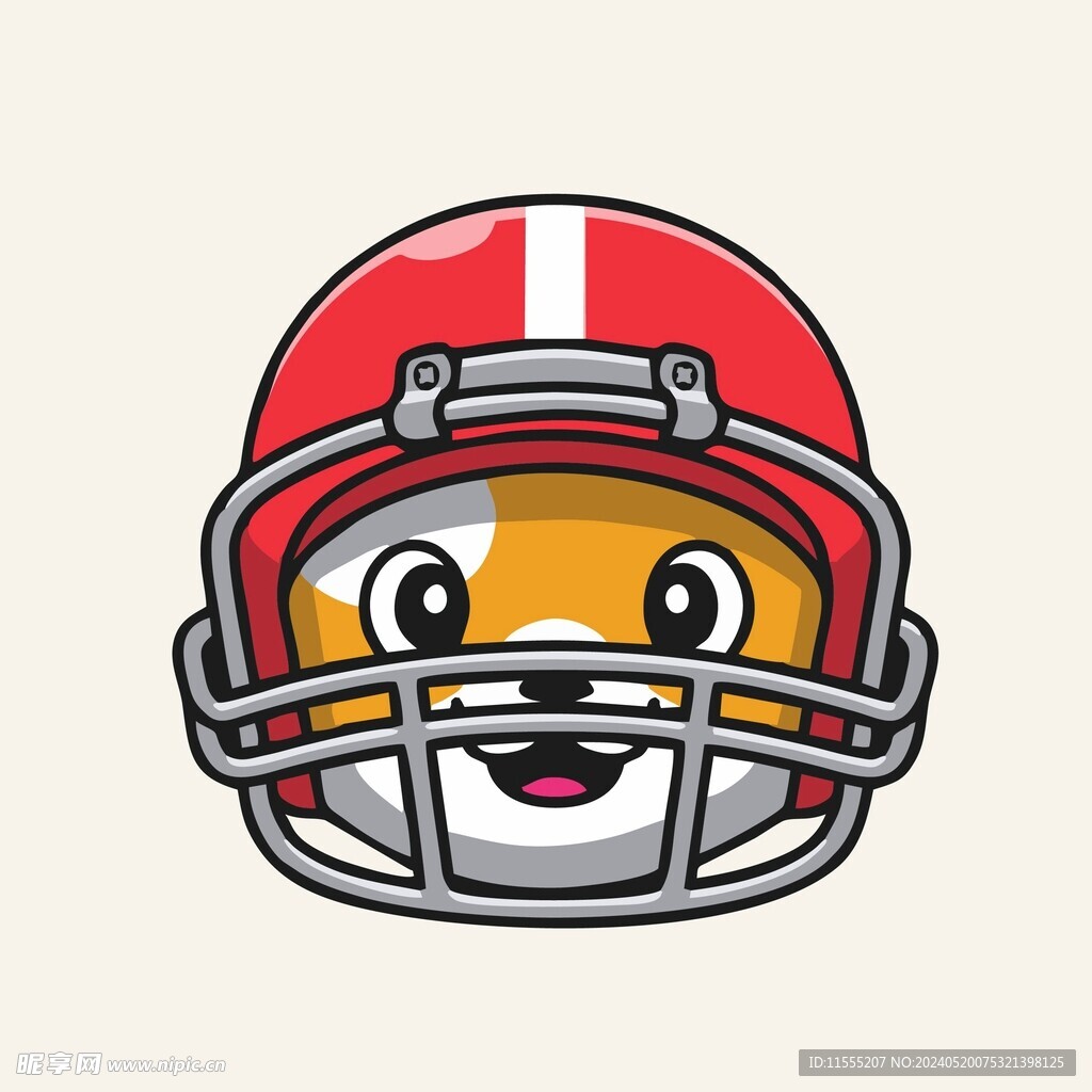 可爱狗狗冰球运动员矢量卡通插画