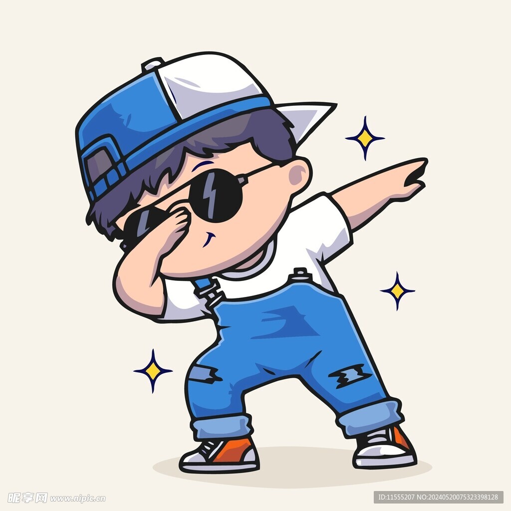 可爱跳舞小哥哥矢量卡通插画