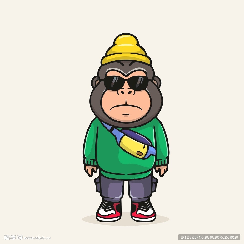 有趣猴子卡通绘画儿童插画