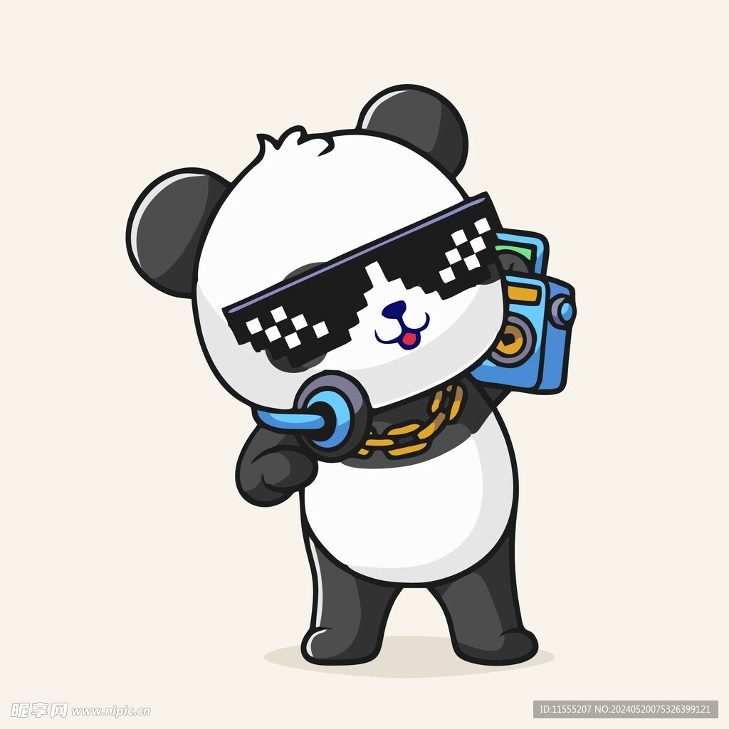 可爱熊猫矢量卡通插画