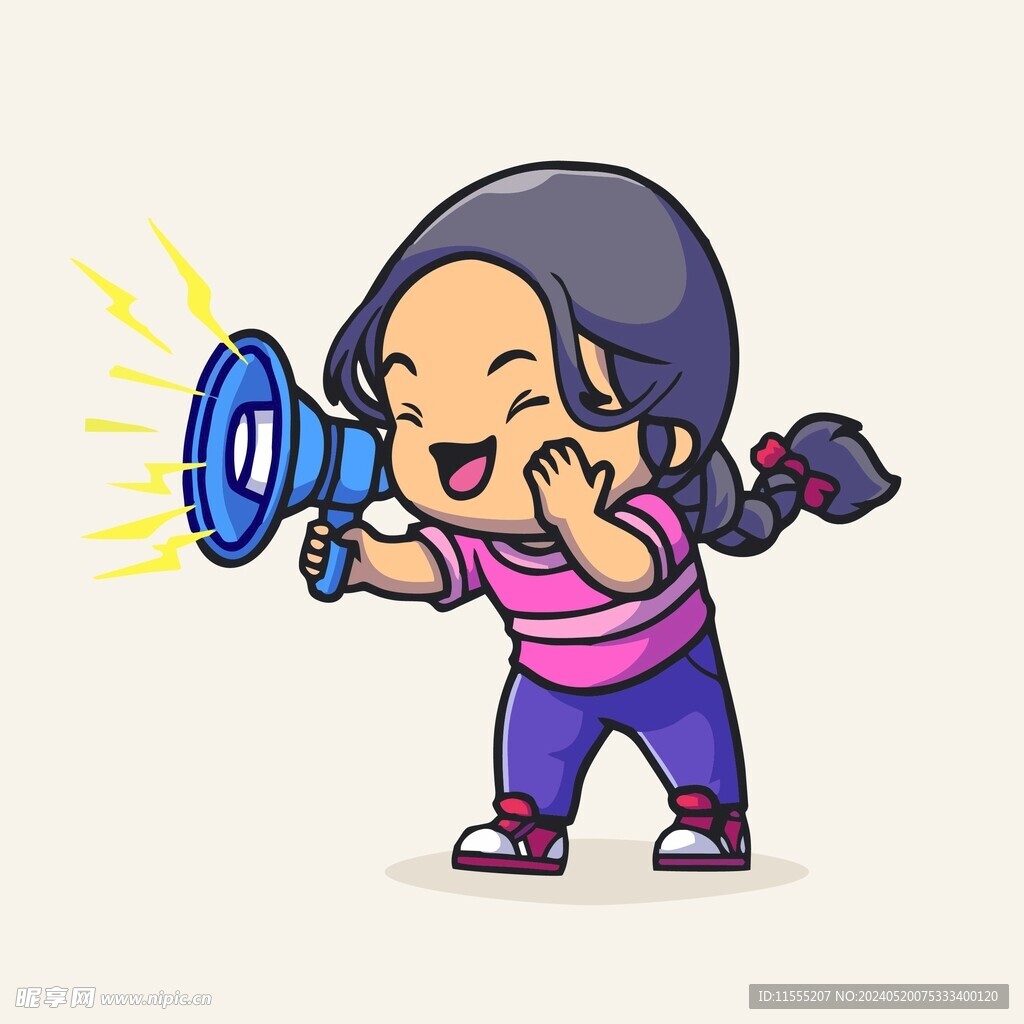 可爱喇叭妹矢量卡通插画